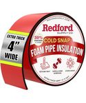 Redford Supply Co. 4in x 14ft Foam Pipe Insulation, Foam Tape, Pipe Insulation Tape, Rubber Tape, Water Pipe Insulation Wrap, Insulation Tape for Water Pipes, Outdoor Pipe Insulation Wrap