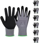 Velway Work Gloves for Men Women - 6 Pairs Firm Grip Nitrile Frosted Palm Coated Gardening Gloves Breathable Seamless Knit Nylon Dexterity Protecting Working Gloves for General Duty Work (Size 8/M)