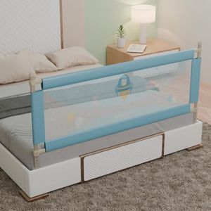 BAYBEE Bed Rail Guard for Baby Safety | Bed Side Protector for Baby with 7 Level Height Adjustable & Portable Bed Railing for Babies Safety Guard for Kids (5Ft, 1 Side, Blue)