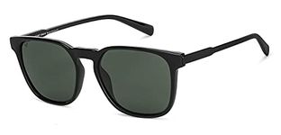 VINCENT CHASE EYEWEAR By Lenskart | Full Rim Square | Polarized and 100% UV Protected | Men & Women | Large | VC S13980 (Color:-Black/Lens Green)-Pack of 1