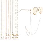 Teblacker 5 pcs Eyeglass Chains Beaded Glasses Chain Holder String Sunglasses Chain Eyeglass Holder Cord Necklace Eyewear Retainer Face Chain for Women Girls