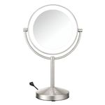 Conair Lighted Makeup Mirror, LED Vanity Mirror, 1X/10x Magnifying Mirror, Corded in Satin Nickel Finish