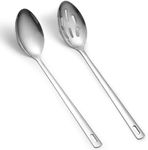 Kyraton Cooking Spoons Pack of 2, Kitchen Utensils, Serving Spoon, Cooking Utensils, Stainless Steel Kitchen Utensils for Frying, Mixing, Serving, Draining, Turning and Stirring.