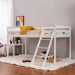 Panana Mid Sleeper Bunk Bed Children Wooden Cabin Bed Frame with Ladder, White