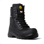 Tiger Safety Men's CSA Steel Toe Leather Work Safety Boots 3088, Black, Size 10