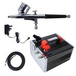 Voilamart Dual-Action Airbrush Kit, Upgraded 50PSI Airbrush Kit with Compressor for Painting, Portable Air Spray Gun for Nail Tattoo Cake Decoration Model Makeup Craft Art(Black)