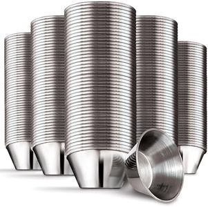1.5 oz Stainless Steel Condiment Cups (120 Pack), Individual Portion Dipping Sauce Cups, Small Metal Ramekins for Ketchup, Marinara, BBQ Sauce, and More! Reusable Condiment Cups for Restaurants