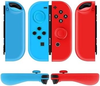 TNP Nintendo Switch Joy-Con Grip Gel Guards with Thumb Grips Caps - Protective Case Covers Anti-Slip Ergonomic Lightweight Joy Con Comfort Grip Controller Skin Accessories (1 Pair Neon Blue + Red)