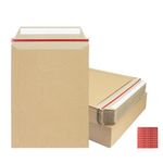 zmybcpack 50 Pack 6X8 inch Self Seal Photo Document Mailers Stay Flat Rigid Mailer Kraft Cardboard Envelopes Photography Mailers for CD, Photos, Document(Kraft Brown)