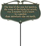 Whitehall Products "The Kiss of The Sun..." Garden Poem Sign, Green/Gold, Aluminum