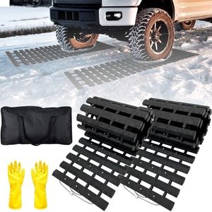 BASHIK Portable Recovery Traction Mat Tracks for Car/Truck in Mud, Snow, Ice，Sand Emergency Strong Grasping Strength W:10.6” X L:39.5” off road accessories