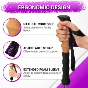 TheFitLife Trekking Poles – Lightweight Aluminum, Cork Grip, Adjustable for Hiking & Walking