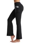 CAMBIVO Bootcut Yoga Pants for Women High Waist Workout Bootleg Trousers Pants Tummy Control Casual Work Pants with 4 Pockets Black