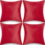 Yonous Cushion Covers, Soft Premium Velvet Decorative Throw Pillow for Sofa Bed Couch Chair, Set of 4, Red, 16 x 16 inch / 40 x 40 cm