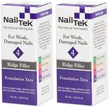 Nail Tek Foundation Xtra 4, Ridge Filling Strengthening Base Coat for Weak and Damaged Nails, 0.5 oz, 2-Pack