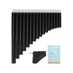 Pan Flute with Cardboard Carrying Bag, C Key Pan Pipes Easy Learn Woodwind Instruments Panpipe Music Woodwind Traditional Musical Instruments for Adults Beginners Training (Black)