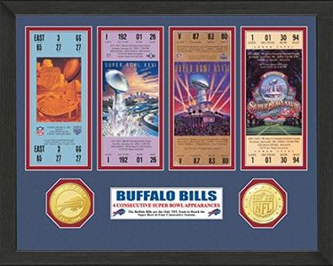 Highland Mint NFL Buffalo Bills 4 Collection de ticket consécutive Super Bowl Appearances 45,7 x 35,6 x 7,6 cm Bronze