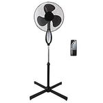 Sohler Black Electric Remote Controlled 16" Standing Pedestal Stand Fan Adjustable Oscillating Rotating Stay Cool 3 Speed With Remote Control