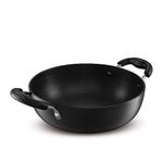 KENT Hard Anodised Kadhai 4.3L, 28 Cm|Non Reactive, Non Toxic, & Non Staining Food Grade Surface|4.06 mm Thick Base for Uniform Heating| Cool Touch Bakelite Handle|Induction Friendly, Black