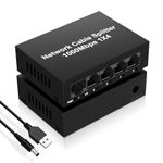 1000Mbps Network Splitter Adapter Gigabit, 1 to 4 Out Ethernet Cable High Speed LAN Internet Splitter with USB Power Cable, RJ45 Extension Connector, Supports Four Devices Working Simultaneously
