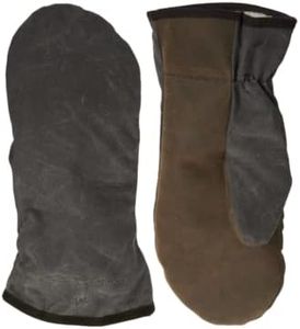 Stormy Kromer Waxed Cotton Tough Mitts Size MD Charcoal/Dark Leather