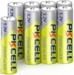 PKCELL 8 x AA Rechargeable Batteries, High Capacity 2800mAh Rechargeable AA Batteries, 1.2V NiMH Rechargeable AA Battery Low Self Discharge 1200 Tech Ni-MH AA Batteries for Digital Products