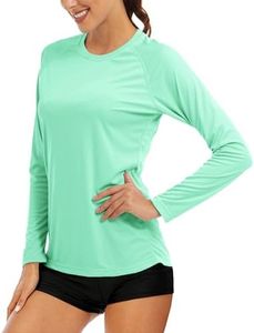 MAGCOMSEN Sun Protection Shirts for Women Rash Guard Shirts Swim Shirts Performance Athletic Shirts Workout Shirts for Women Long Sleeve Running Shirts Women Mint Green