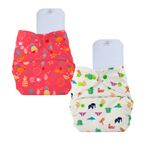 bumberry Adjustable Reusable 2 Pocket Cloth Diaper Cover Combo With 2 Microfiber Insert For Babies (Pack Of Origami and Pineapple 3-36 months)