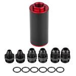 Fuel Filter, Universal 100 Micron AN6 AN8 AN10 Aluminum High Flow Fuel Inline Petrol Filter for Car Truck(black + red)