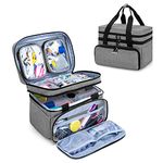 BAFASO Double Layer Sewing Accessories Organizer with 2 Detachable Pouches, Large Sewing Storage Bag for Sewing Tools, Gray