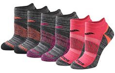 Saucony Women's Selective Cushion Performance Socks (6 & 12 Pairs), Black Brights (6 Pairs), Large