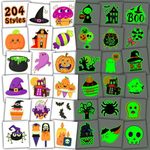 Leesgel Halloween Party Bag Fillers, 204 Sheets Individually Wrapped Luminous Temporary Tattoos for Halloween Decorations, Halloween Stickers for Halloween Birthday Supplies Games Toys Favours