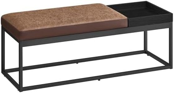 SONGMICS HOME LUIZ Collection - Ottoman Bench, End of Bed Bench, Reversible Top, Shoe Bench with Tray, Minimalist, Steel Frame, Max. Load 660 lb, Walnut Brown ULOM082K01V1