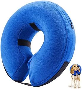 E-KOMG Dog Cone After Surgery, Protective Inflatable Collar, Blow Up Dog Collar, Pet Recovery Collar for Dogs and Cats Soft (Medium(8"-12"), Blue)