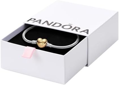 Pandora Moments Heart Clasp Snake Chain Bracelet - Compatible Moments Charms - Gift for Her - Sterling Silver Shine - With Gift Box - 7.1"