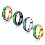 4Pcs Mood Rings for Women Men Stainless Steel Color Changing Ring Sensitive Mood Ring for Couples (9)