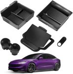 TSLDRV 2024 Newest Center Console Organizer Tray for Tesla Model 3 Highland 2024 2025 [Slide Smoothly] Armrest Hidden Organizer Box Cup Holder for Tesla Model 3 Accessories 2024 2025 Matte Black