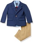 Nautica Baby Boys' 4-Piece Suit Set with Dress Shirt, Jacket, Pants, and Tie, Navy/Khaki, 18 Months