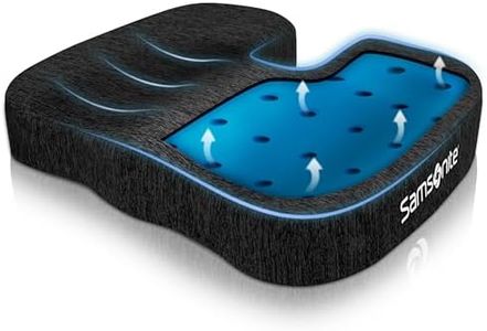 Samsonite Gel Infused Seat Cushion – Ergonomic Cushion for Office Chair, Tailbone Pressure Pad, Coccyx Support for Sciatica, Memory Foam Seat for Car, Desk, or Gaming Chair Use, Black