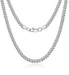 Chrisgft Silver Chain for Men, 5MM Necklace for Men Diamond Cut Cuban Link Chain for Men Women Jewelry Gift for Women Men Boy Girls Super Sturdy Shiny Chain 18 Inch