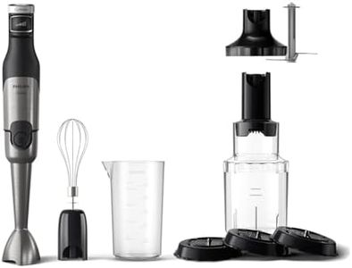 Philips 5000-Serie Stabmixer inkl. Schneebesen, Spiralizer, XL-Zerkleinerer - 1200 W Leistung. ProMix-Technologie. LED-Geschwindigkeitsanzeiger. Stufenlose Geschwindigkeitseinstellung (HR2684/00)