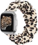 TOYOUTHS Scrunchie Bands Compatible with Fitbit Versa/Versa 2/Versa Lite Special Edition Women and Men Elastic Stretch Fabric Strap Pattern Replacement Bracelet Wristband Accessories(Leopard, Small)