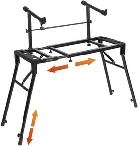 STRICH Dual Piano Keyboard Stand with 2nd Tier - Adjustable and Portable 2 Tier Heavy Duty Music Stand for Synths and Electric Digital Keyboards - Fits 54 61 88 Key Pianos