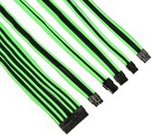 Thermaltake TtMod Sleeve Extension Power Supply Cable Kit ATX/EPS/8-pin PCI-E/6-pin PCI-E with Combs, Green/Black AC-034-CN1NAN-A1