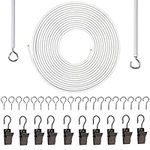 Curtain Wire 6 Meter Wall Decor Picture Hanging Kit with 10 PCS Clips 10 Pairs of Screw Eyes and Hooks for Net Curtain Rods Clothesline Hanging Decor