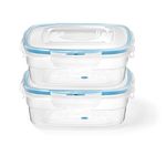 Starfrit LocknLock 2 x Plastic Containers with Lids, 2 x 750ml Square, Clear