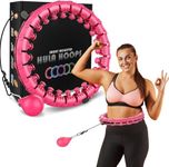 Active 100 Smart Hula Ring Hoops, Weighted Hula Circle 24 Detachable Fitness Ring with 360 Degree Auto-Spinning Ball Gymnastics, Massage, Adult Fitness for Weight Loss (Hot Pink)