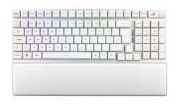 ASUS ROG Strix Scope II 96 RX Wireless White Wireless Optical Gaming Keyboard (Bluetooth, 2.4 GHz, Wired USB, Streaming Hotkeys, ROG RX Optical Switches, ROG Keyboard Stabilizers, White)