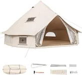 YITAHOME Canvas Bell Tent Cotton Canvas Yurt Tent 4 Season Waterproof Glamping Tents w/Stove Jack for Family Camping Outdoor Hunting Party (5M/16.4FT)