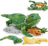 Tezituor 5 Pieces Realistic Stuffed Lizard Set with Babies,26.4 Inch Large Plush Bearded Dragon Animal Toy Gifts for Boys Girls